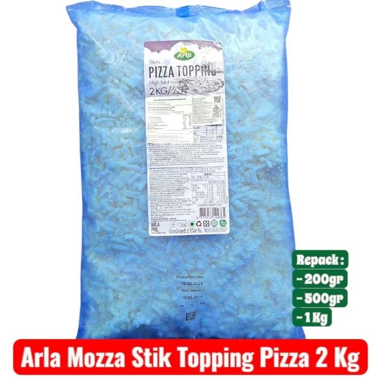 

arla moza stik topping pizza 2 kg (repack 500gr, 1 Kg)