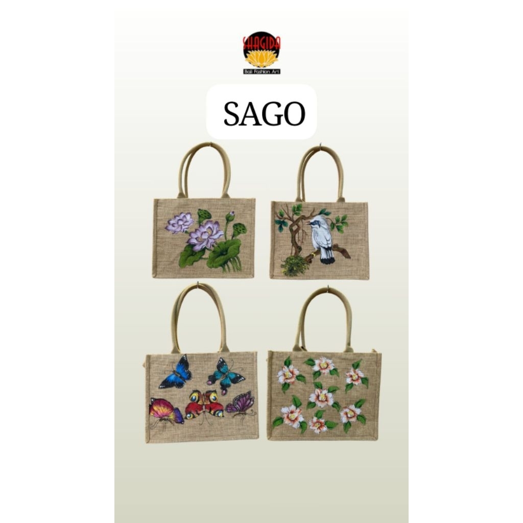 Tas  Bahu / Tote Lukis Sago Goni Bag SHAGIDA • Souvenir & Oleh - oleh Khas Bali