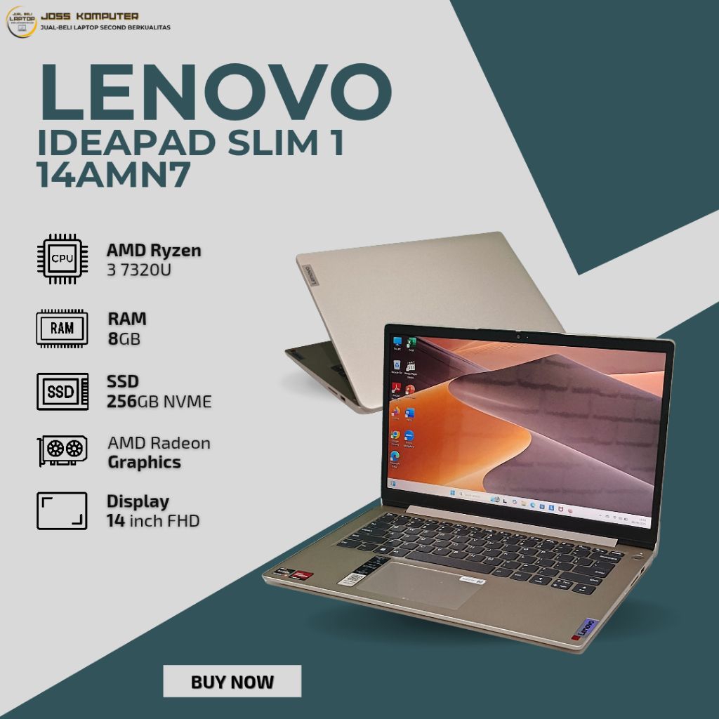 LENOVO IDEAPAD 3 14AMN7 AMD RYZEN 3 7320U/ RAM 8GB/ SSD 256GB/ 14" FHD