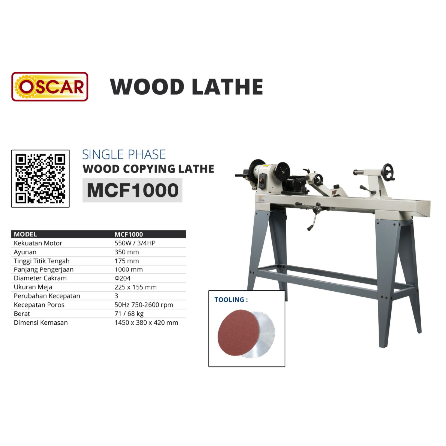 OSCAR MCF1000 Wood Copying Lathe (Mesin Bubut Kayu Penyalin)