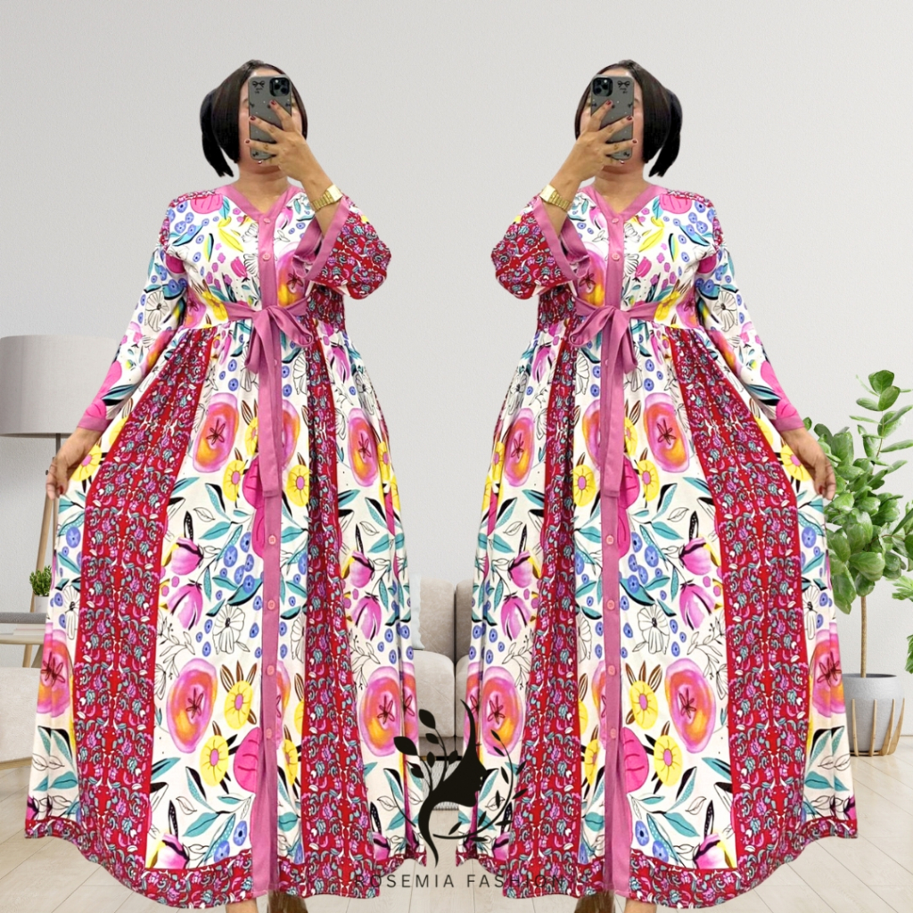Aura Dress Wanita Lengan Panjang Gamis Busui Bahan Rayon Premium