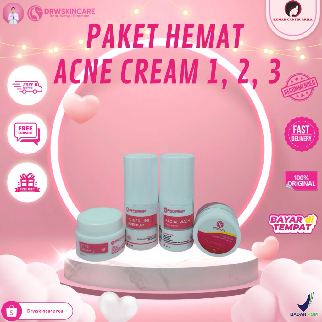 DRW SKiNCARE PAKET HEMAT ACNE 1 / ACNE 2 / ACNE 3 CREAM DRW SKINCARE BPOM