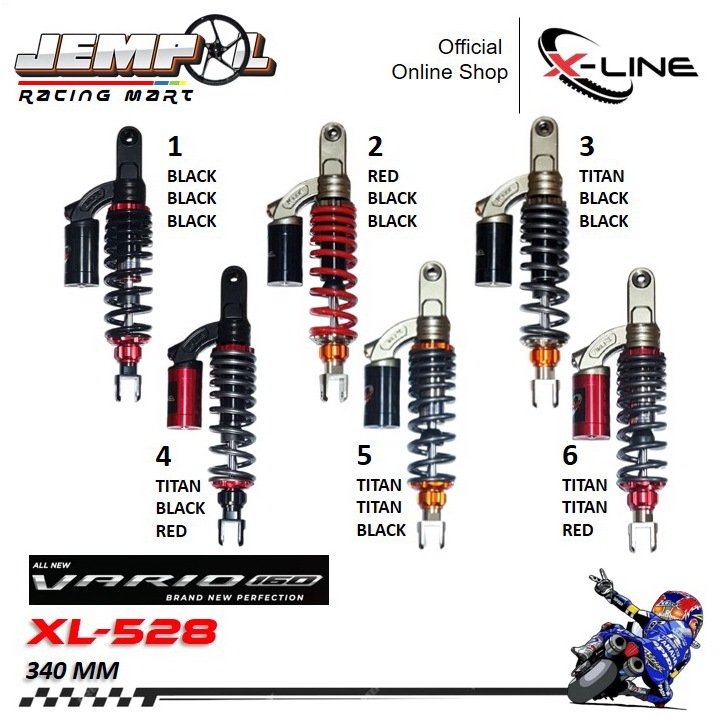 XLine Shok Shock Shockbreaker Belakang Tipe 528 Vario 160 Matic Ukuran 340MM Original Xline 100%