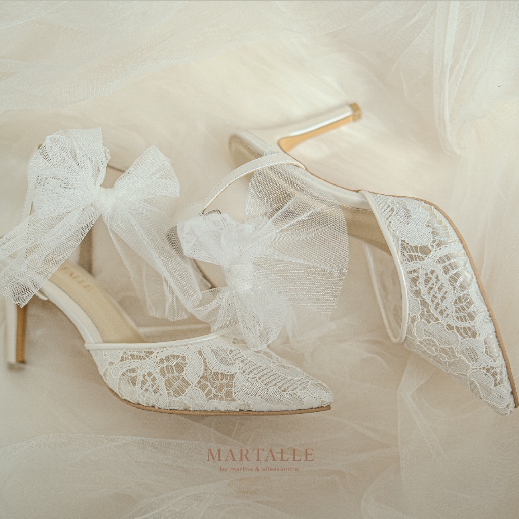 LAURA Wedding Heels | Wedding Shoes | Sepatu Pengantin | Sepatu Wanita | White Lace Heels