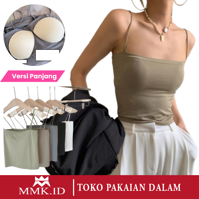 Tank Top Bra Basic Wanita Panjang / Tanktop Square Tali Spaghetti
