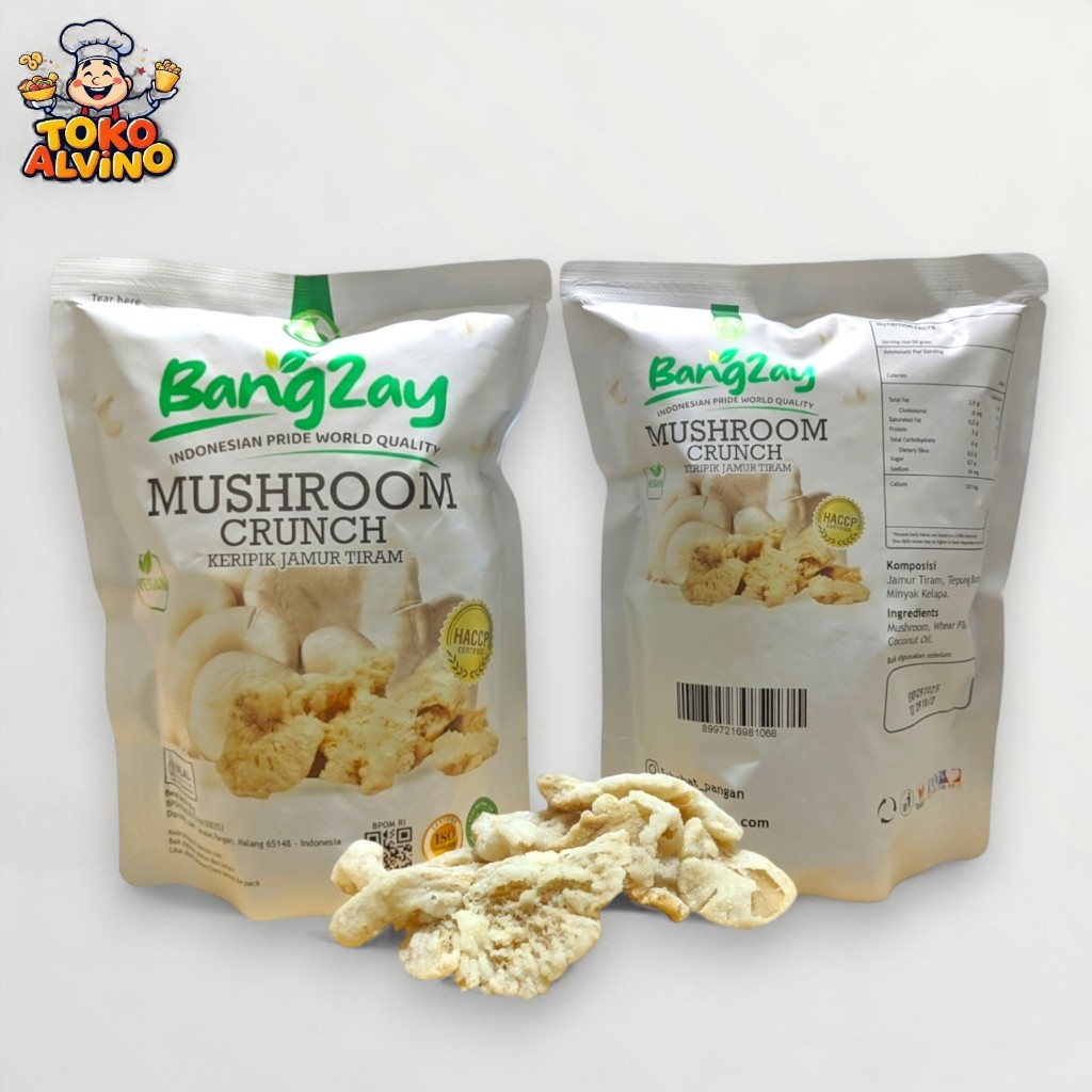 

KERIPIK JAMUR TIRAM BANGZAY 50GR | GURIH NAGIH KUALITAS EKSPOR, GORENGAN VERSI SULTAN!