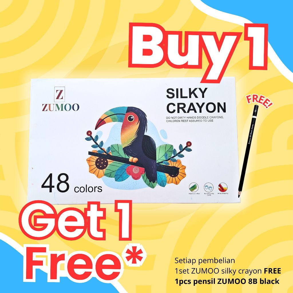 

ZUMOO Silky Crayon – Krayon Lembut, Tidak Kotor di Tangan, Cocok Untuk Anak Anak