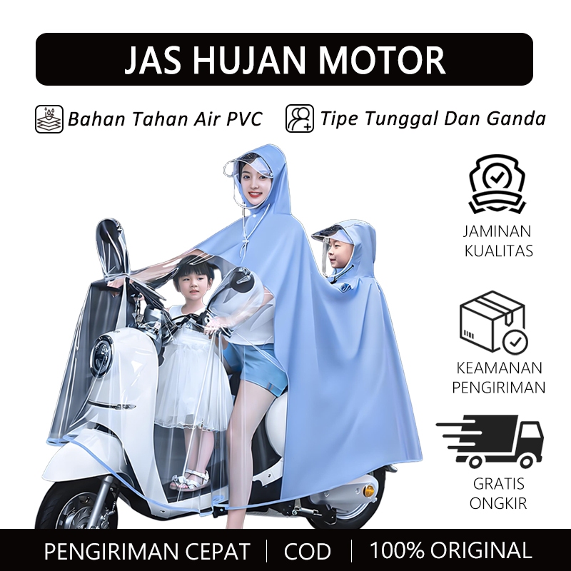 Jas Hujan Motor Ponco Pvc/Jas Hujan Wanita Dan Pria Motor/Jas Hujan Untuk Satu Orang Dan Dua