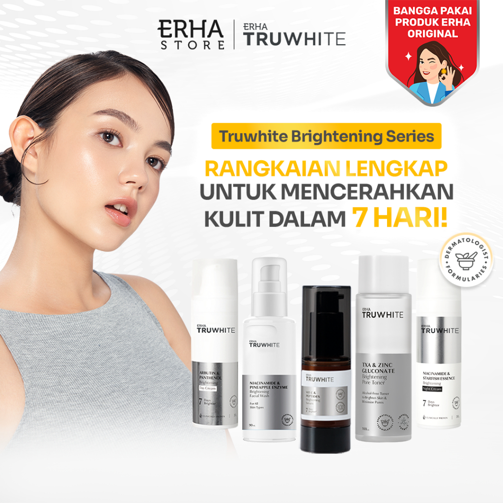 ERHA Truwhite Bundle Complete Brightening Series - Paket Lengkap 5PCS Hemat Serum, Day Night Cream M