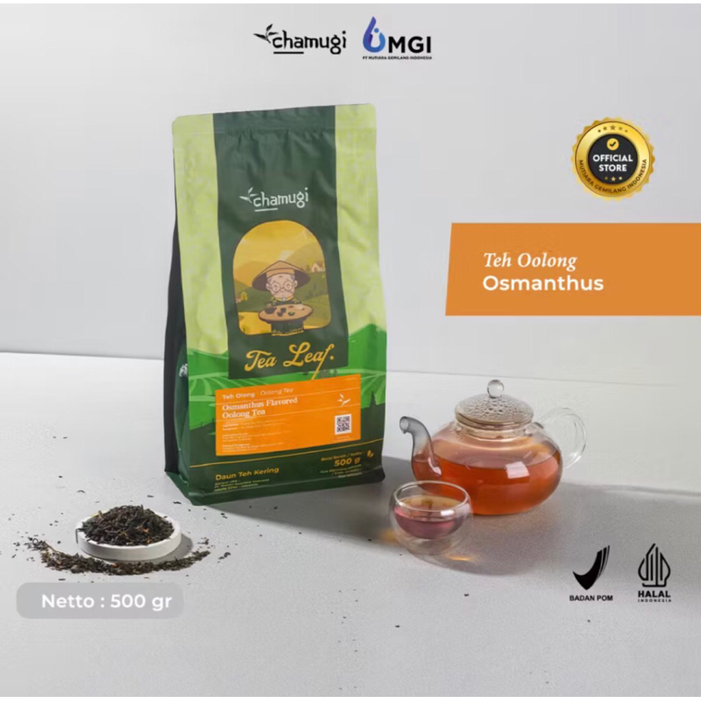 

CHAMUGI Tea Leaf Daun Teh, Osmanthus Oolong Tea kemasan 500 gram.