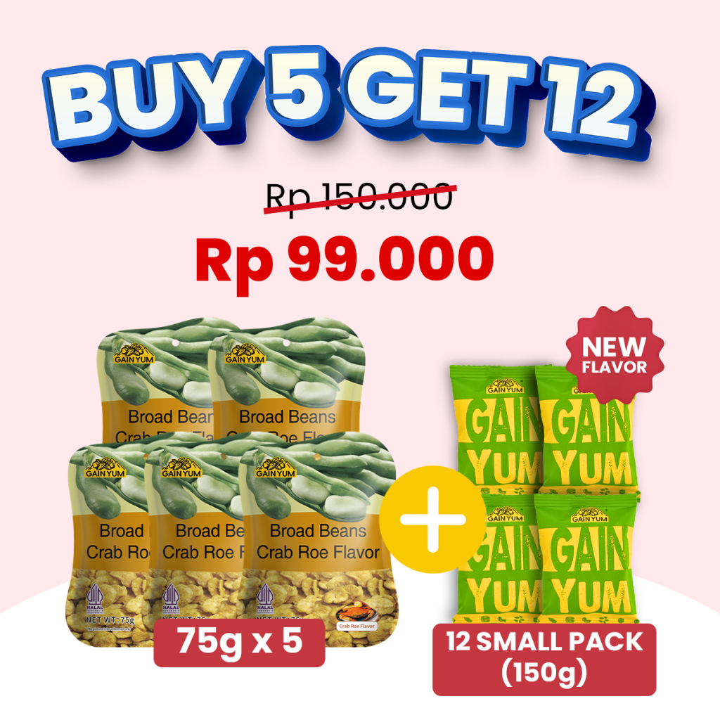 

Gain Yum - Cemilan Kacang Koro Rasa Telur Kepiting 75g x 5