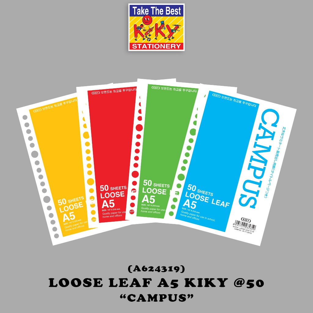 

KIKY Loose Leaf / Kertas File Putih Bergaris Ukuran A5 50 Lembar