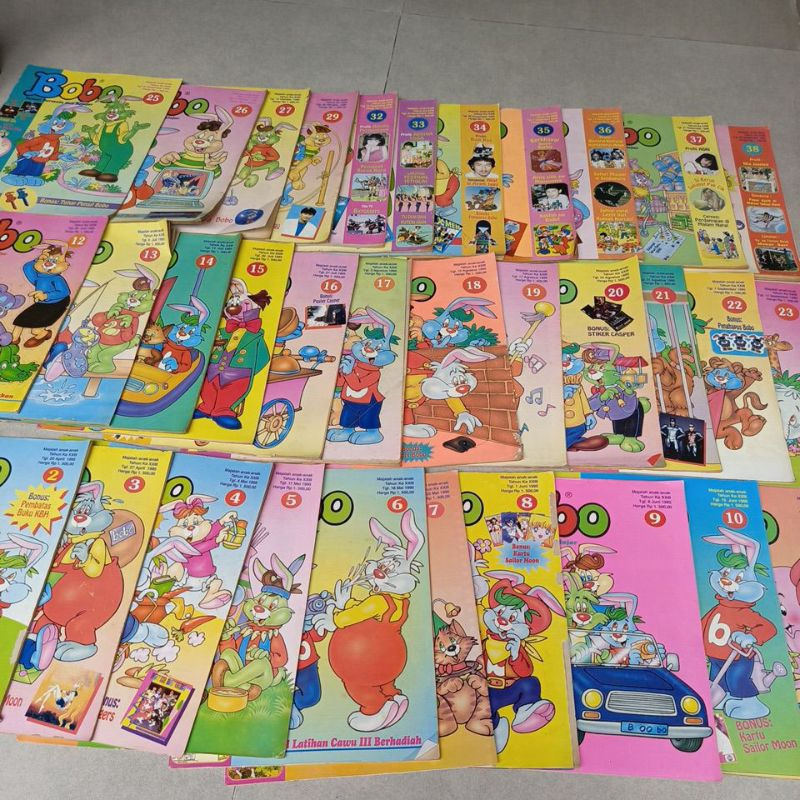 MAJALAH BOBO BEKAS JADUL ( JAMAN DAHULU ) RANDOM 1 PAKET DAPAT 5 BUKU CERITA ANAK BOBO