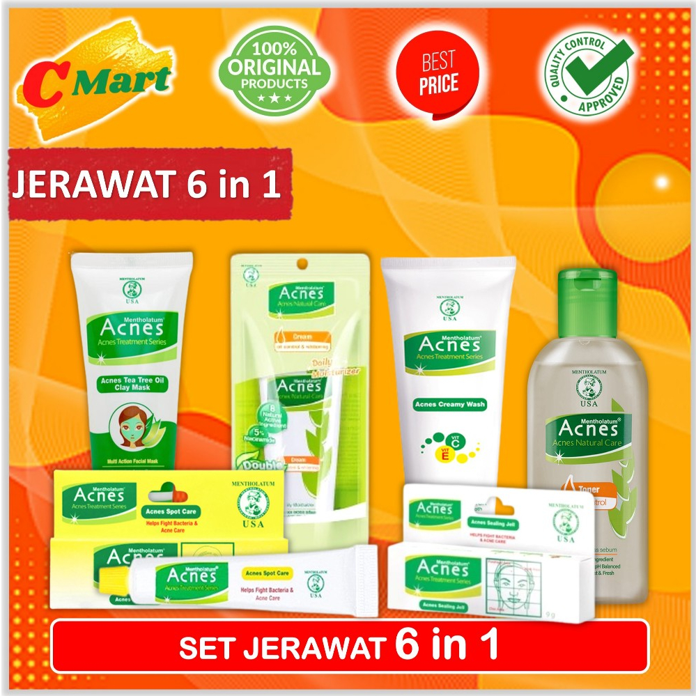 Acnes Set Skincare 6 In 1 - Acnes Paket Perawatan Kulit Jerawat - Paket Hemat - CMart