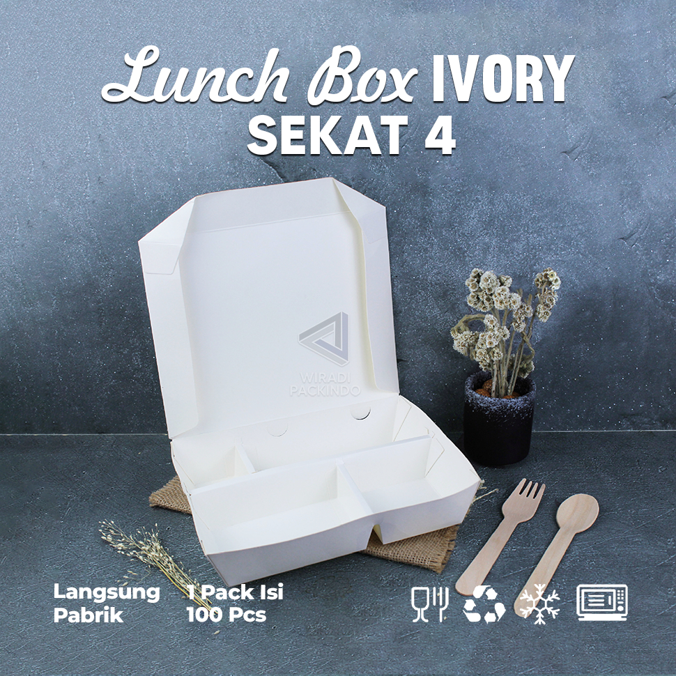 Paper Lunch Box Sekat 4 - Kertas Lunch Box Sekat 4 - Food Grade Paper