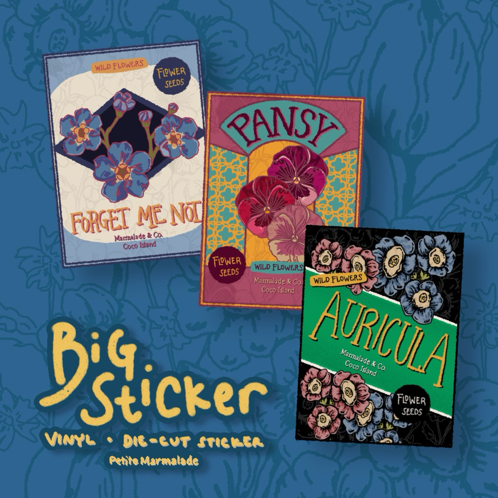 

[Petite Marmalade] Big Sticker - Flowers Seeds