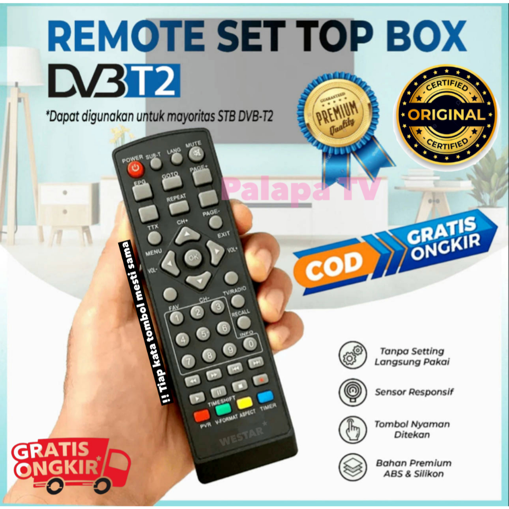 Remote STB DVB T2 / Remote Set Top Box TV Digital / Set Top Box Remote / Remote DVB T2