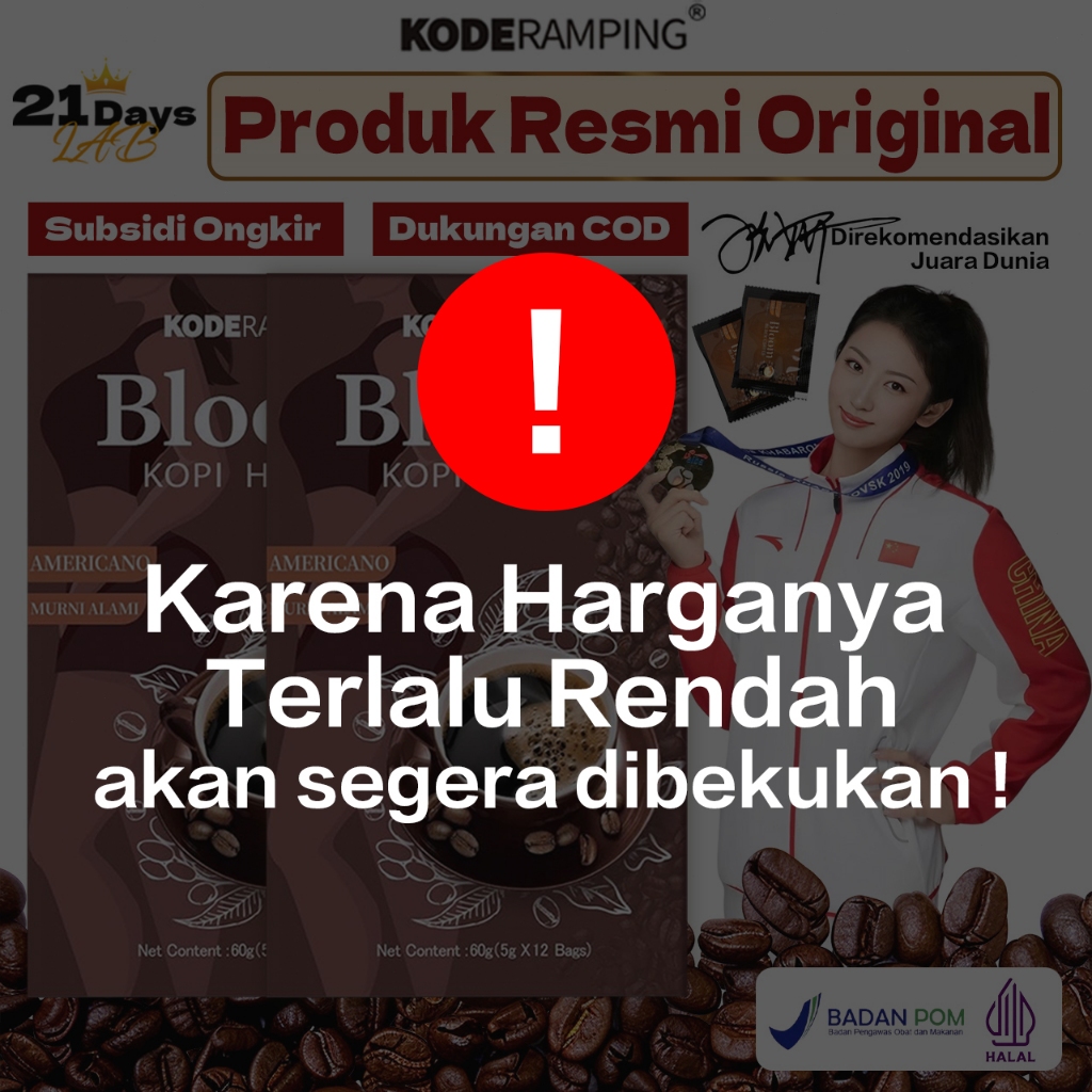 

KODERAMPING 21Days Coffee Americano-Bloom Kopi Hitam Arabika(12Sachet/Box) Halal