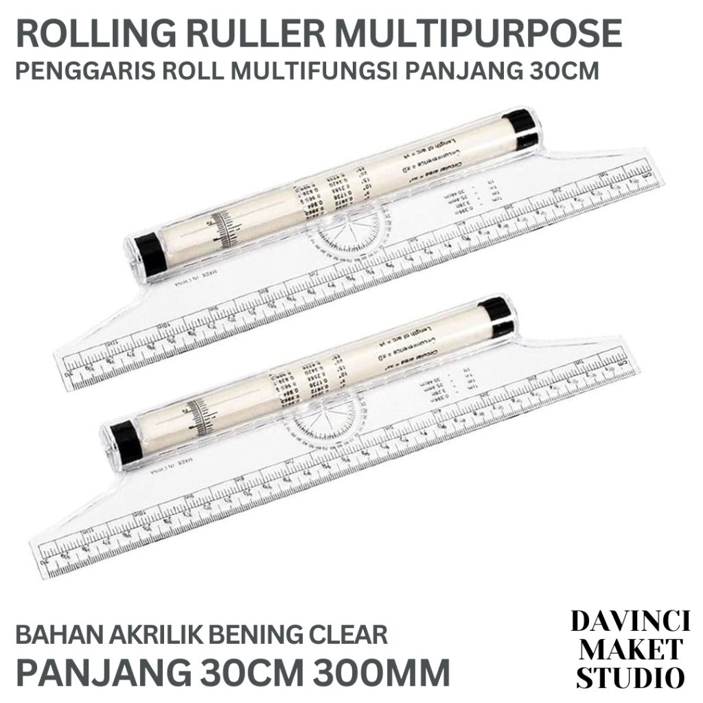 

Rolling Ruler Multipurpose - Penggaris Roll Multifungsi Paralel Vertikal Horizontal Sudut 30cm