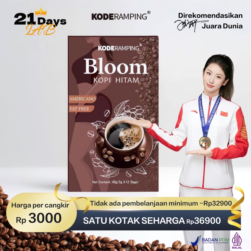 

【21Days KOPI】Kopi Hitam Arabika (12 Sachet/Box), Kopi Murni, Rendah Gula, Kopi Instan Praktis