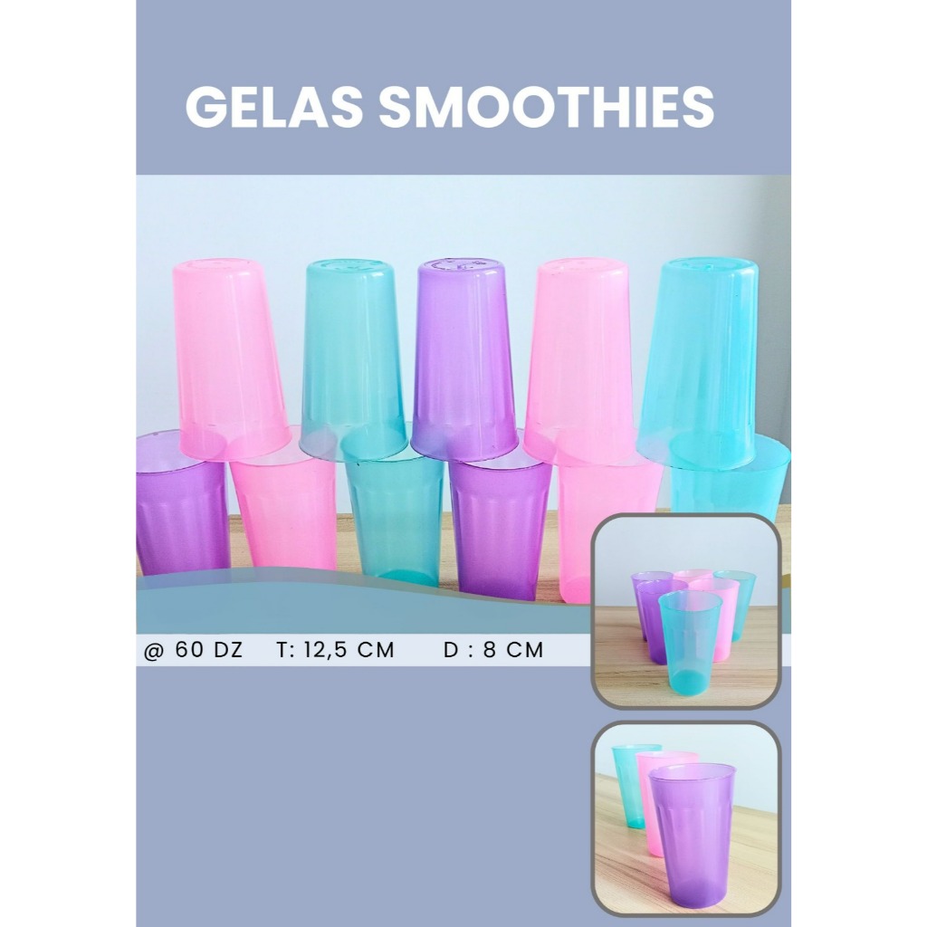 (6 pcs) GELAS SMOOTHIES SOFT/GELAS PLASTIK 450 ML/GELAS ES 450 ML/GELAS CANTIK/GELAS VIRAL