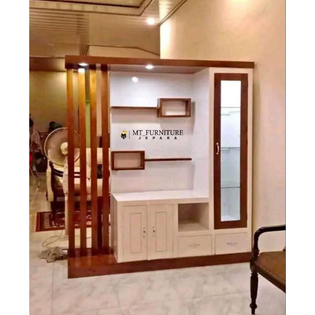 Buffet Partisi / Sekat ruangan 1 muka kayu jati Jepara