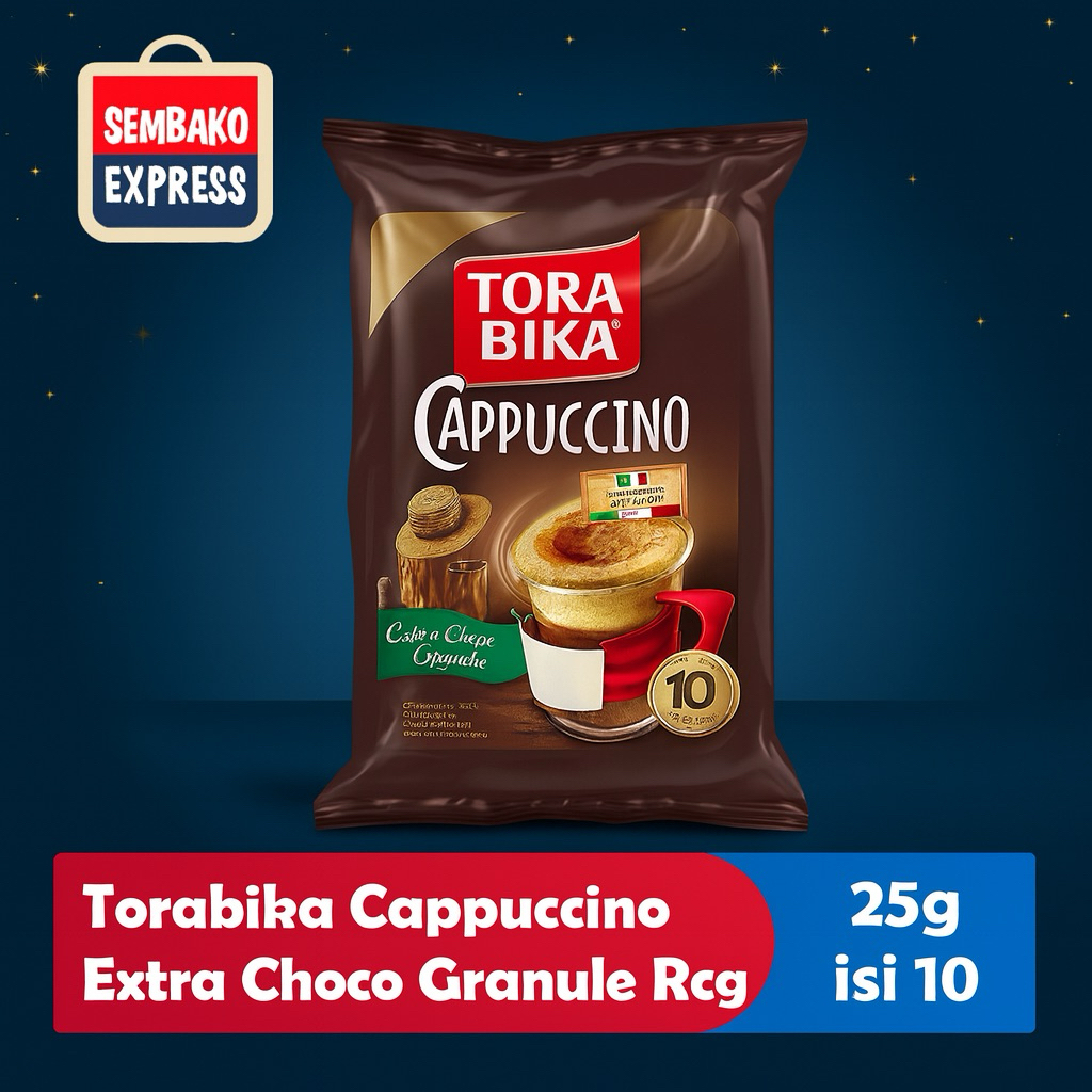 

Torabika Cappuccino Extra Choco Granule Renceng 25g Isi 10 – Rasa Creamy & Cokelat Lebih Nikmat