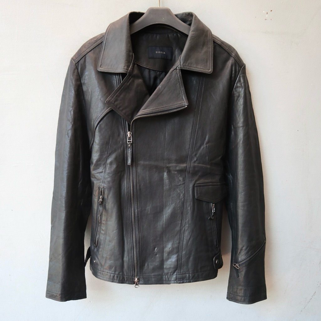 Ziozia kulit domba premium Jaket kulit asli ramones biker rider jaket motor leather jacket Pl second