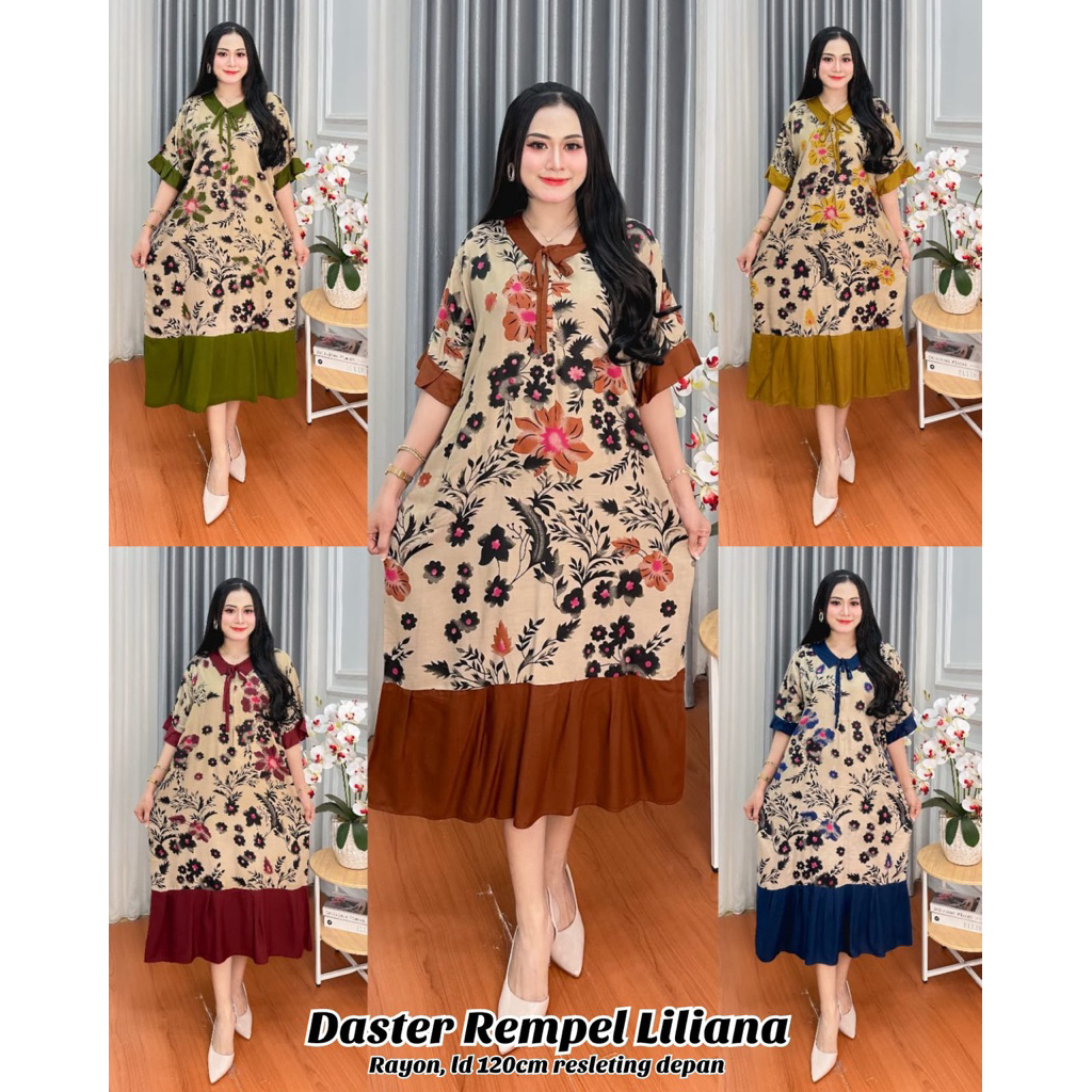 DRESS REMPEL BUNGA ANGGREK JUMBO LD 120 CM daster remaja Busui friendly daster kekinian