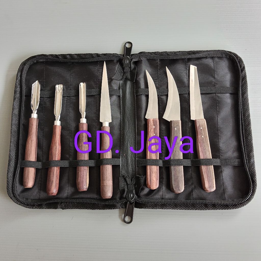 Pisau Garnish isi 7 lengkap dengan dompet/ Pisau Carving/ Pisau Ukir Buah
