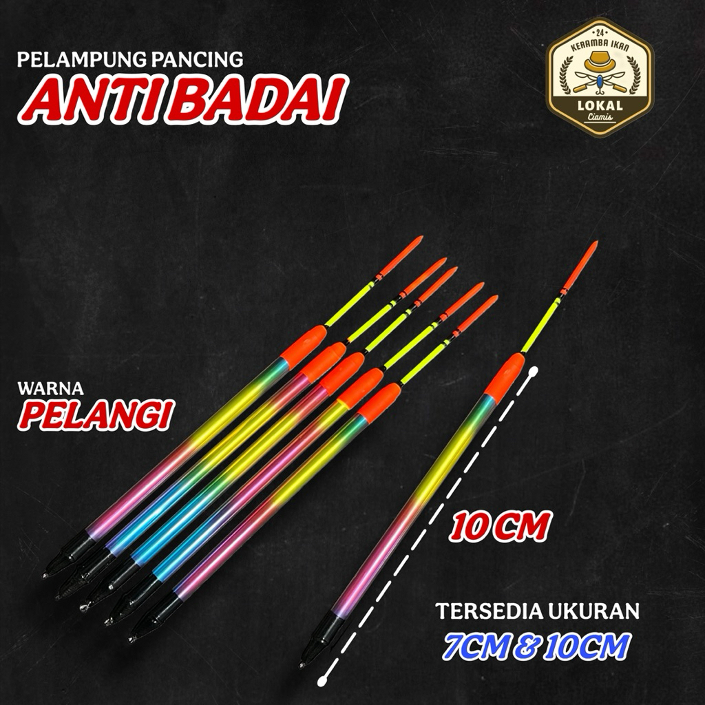Pelampung pancing pipet Pelangi Fiber anti badai 7Cm 10Cm | Kambangan pipet pelangi