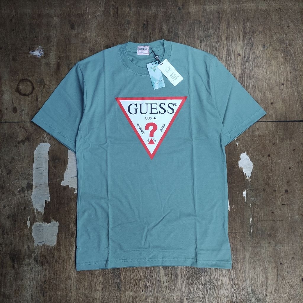 KAOS OVERSIZED GU3SS LOGO BASIC PRINTED SAGE GREEN TEES BESTSELLER