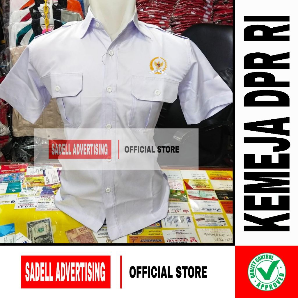 Kemeja DPR RI Seragam DPR RI Baju DPR RI Putih PDH Lengan Pendek Pria Bordir