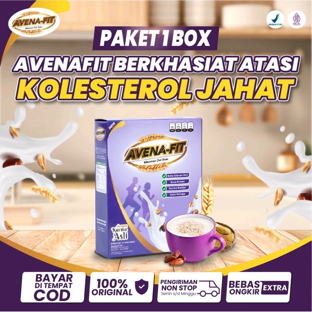 

AVENAFIT Original 1 Box - Minuman Sereal Oat Susu Kambing Etawa untuk Menurunkan Kolesterol Jahat, Kadar Gula Darah, dan Menjaga Kesehatan Jantung. BPOM Terdaftar & 100% Halal