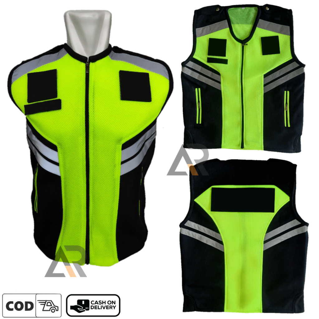 Rompi Security/Satpam/dishub/polisi dll Terbaru Rompi Hijau Stabilo Iga Hitam Doublemesh Tebal Polos