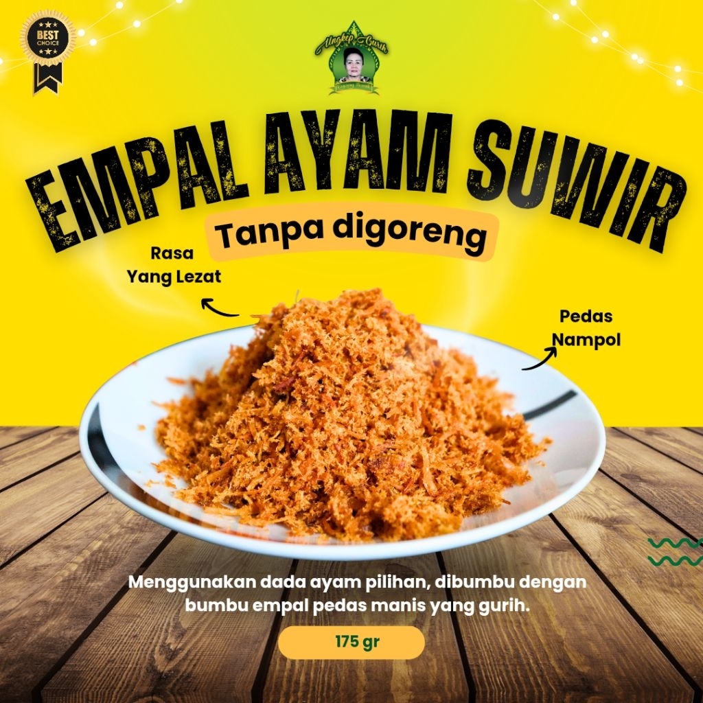 

Empal Ayam Suwir (Resep Kuno, Pedas Manis Gurih Berempah), TANPA PENGAWET. 175 gr. HOMEMADE-Frozen.