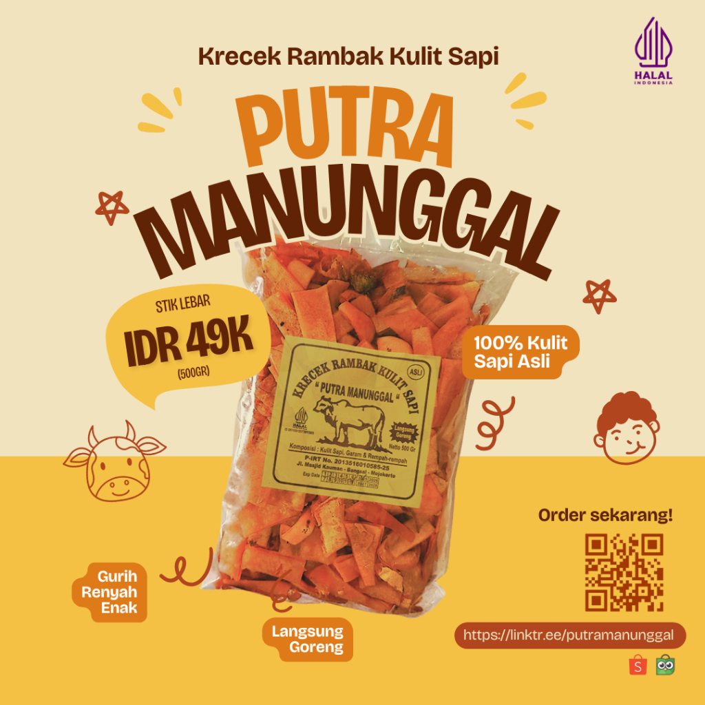

Krecek Rambak Kulit Sapi Asli Stik Lebar 500gr