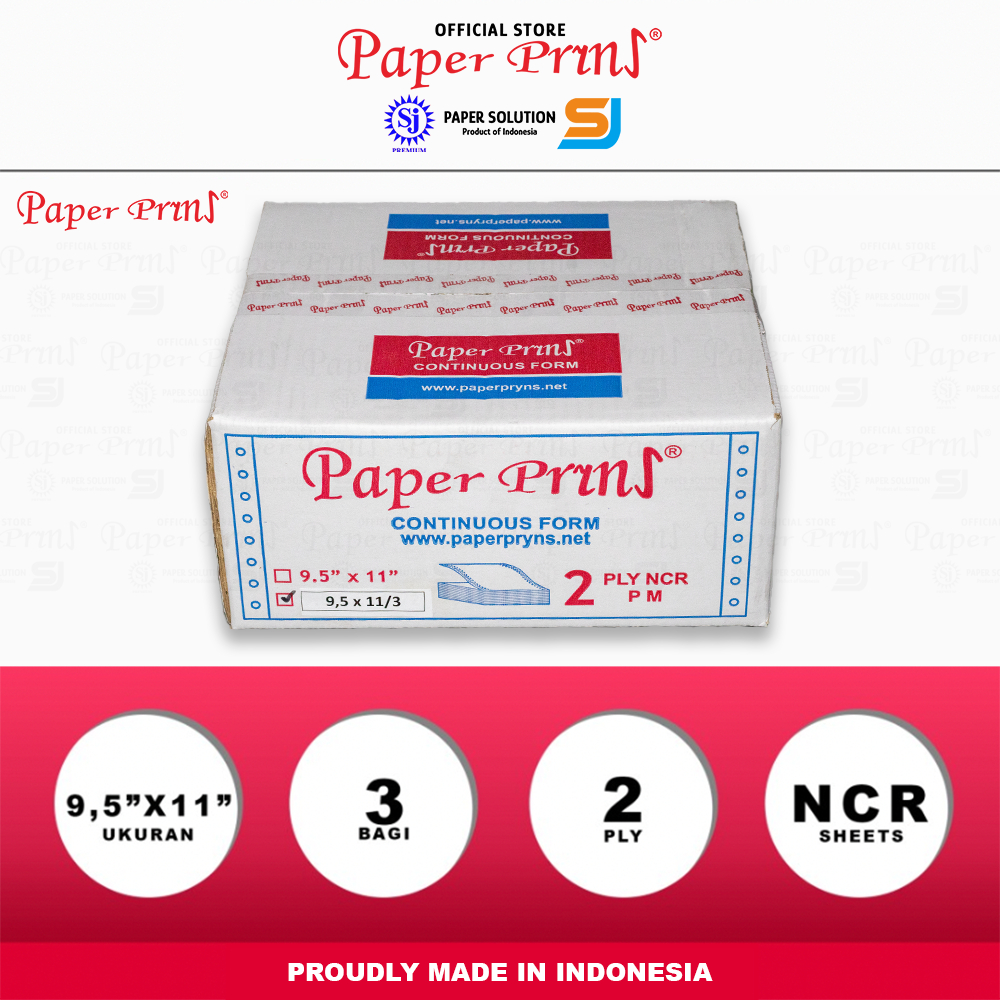 

Paperpryns Kertas Continuous Form 2PLY NCR 9,5" X 11"/3 (Bagi 3)