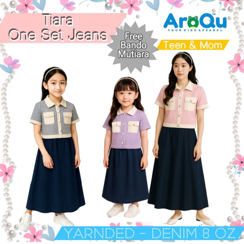 PO‼️setelan anak cewek/couple mom&kids TIARA SET JEANS by AroQu 10-16y