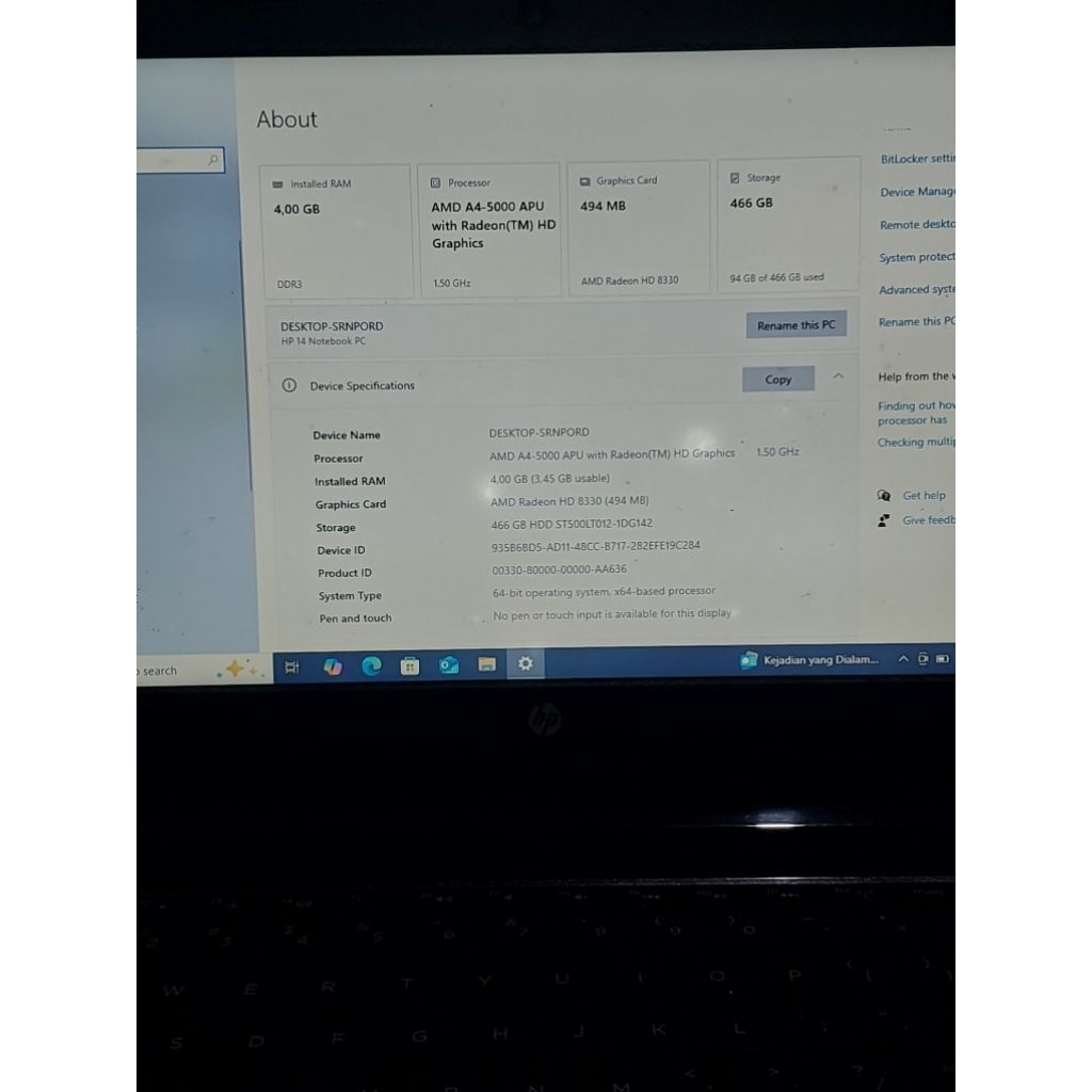 Laptop hp 14 notebook PC