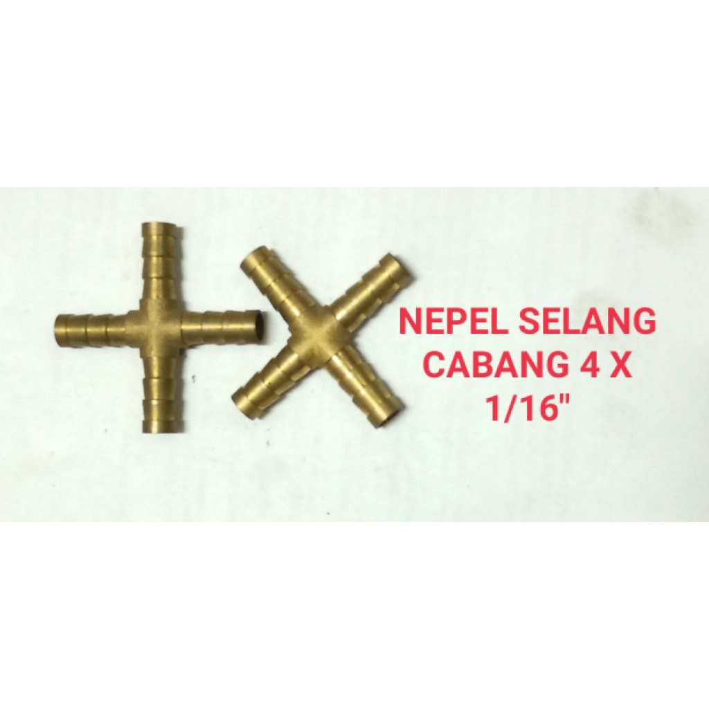 NEPEL SELANG CABANG 4 X 1/16" KUNINGAN PRESISI