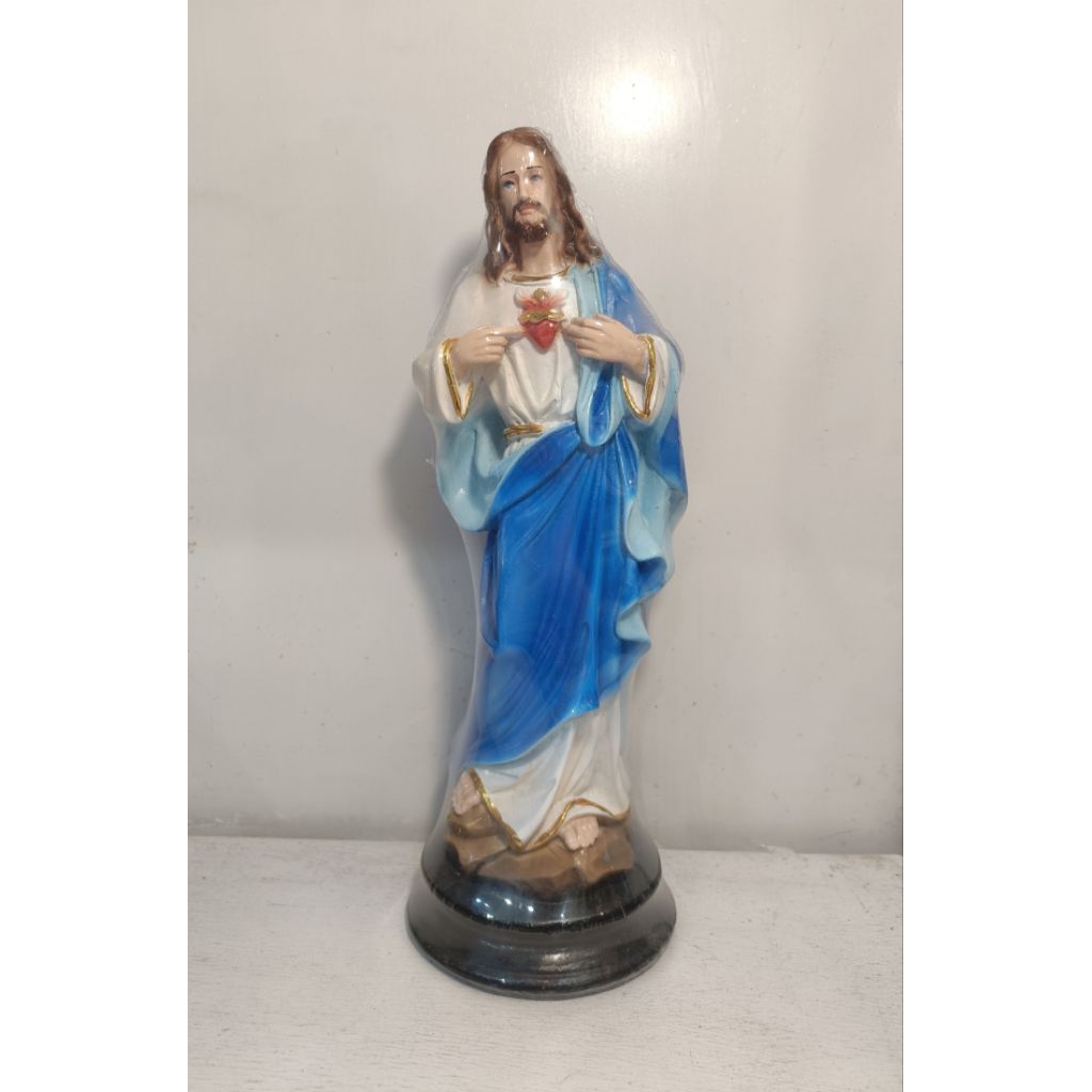 Patung Yesus Hati Kudus YHK 30cm Biru RF (5275) - Patung Yesus - Patung Yesus YHK - Patung Yesus Hat