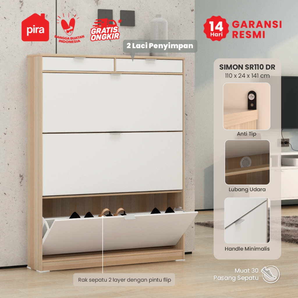 PIRA METROPOLIS -  SIMON SR110 Rak Sepatu / Lemari Sepatu / Rak Sepatu Susun Tertutup