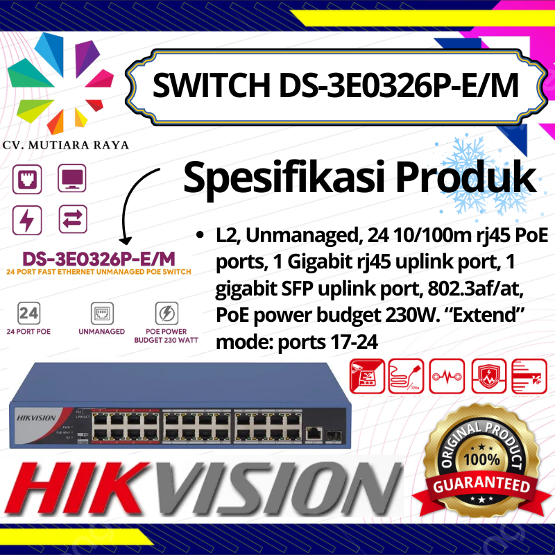 SWITCH HUB HIKVISION DS-3E0326P-E/M