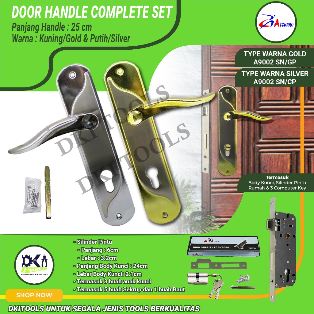 AZZURRO Door Handle Gagang Kunci Pintu Rumah Besar Set 25 cm Komplit Set A9002