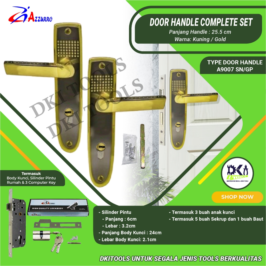 AZZURRO Door Handle Tarikan Gagang Kunci Pintu Rumah Besar Set Komplit A9007