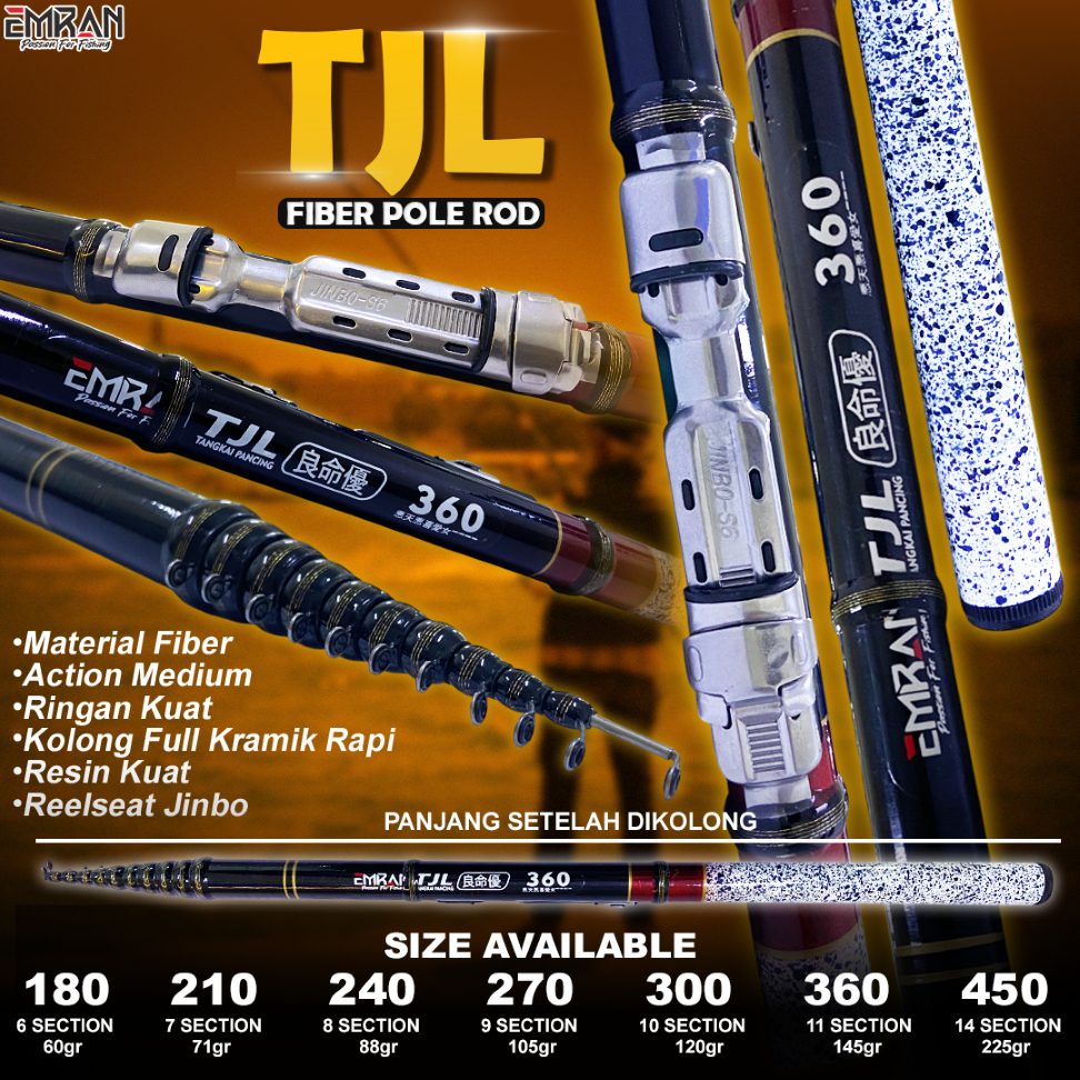 Joran Tegek Kolong EMRAN TJL & ORCA TJL Ruas Pendek SIAP PAKAI BISA COD