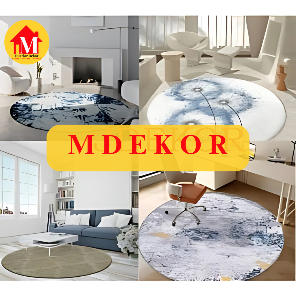 MDEKOR - Karpet Bulat 100cm Karpet Polos Karpet Bulat Aesthetic Karpet Bulat Minimalis Karpet Bulat 