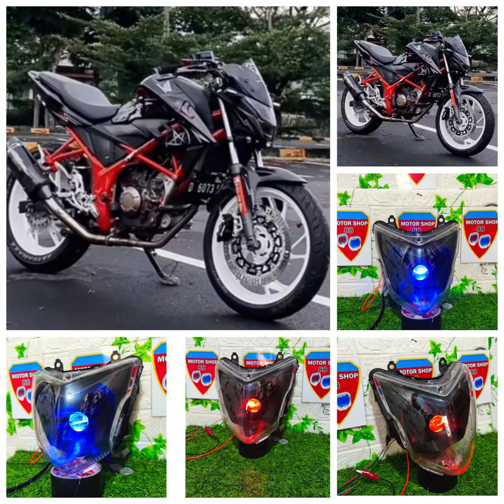 reflektor depan CB 150 R custom lampu H4 mini lazer projie