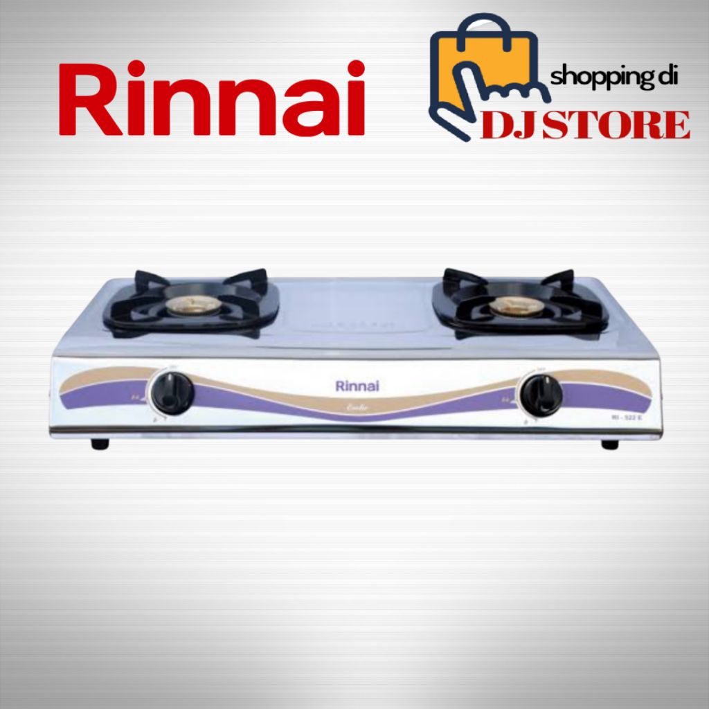 RINNAI kompor gas RI 522 E, rinai 2 tungku stanless, kompor rinai 2 mata 522E